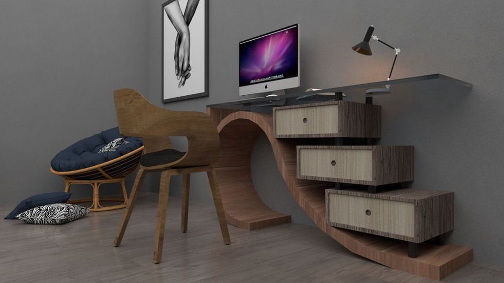 Bureau minimaliste avec un bureau en bois
